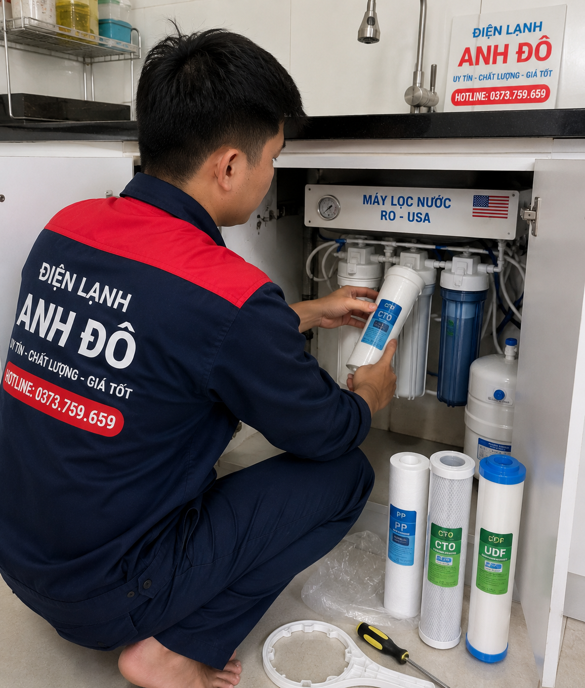 Thay lõi lọc nước số 1-2-3